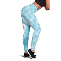 Hawaii Aloha Plumeria Lei Turquoise Palaka Leggings - Polynesian Pride