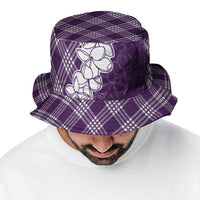 Hawaii Aloha Plumeria Lei Violet Palaka Bucket Hat - Polynesian Pride