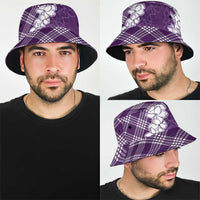 Hawaii Aloha Plumeria Lei Violet Palaka Bucket Hat - Polynesian Pride