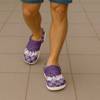 Hawaii Aloha Plumeria Lei Violet Palaka Clogs Shoes - Polynesian Pride