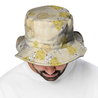 Hawaii Anthurium Tiare Pikake Lei Bucket Hat Melemele Lauhala Art Pattern