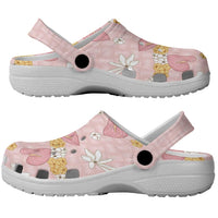 Hawaii Anthurium Tiare Pikake Lei Clogs Shoes Akala Lauhala Art Pattern