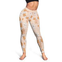 Hawaii Anthurium Tiare Pikake Lei Leggings Alani Lauhala Art Pattern