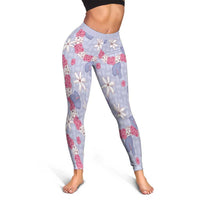 Hawaii Anthurium Tiare Pikake Lei Leggings Poni Lauhala Art Pattern