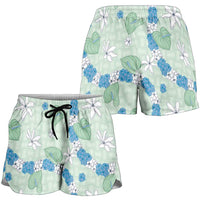 Hawaii Anthurium Tiare Pikake Lei Shorts for Women Omaomao Lauhala Art Pattern