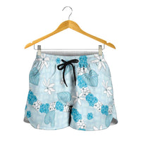 Hawaii Anthurium Tiare Pikake Lei Shorts for Women UliUli Lauhala Art Pattern