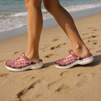 Hawaii Breadfruit Palaka Clogs Shoes Ulaula Maile Lei - Polynesian Pride