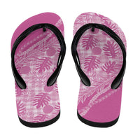 Hawaii Breadfruit Palaka Flip Flops Omaomao Ulaula Maile Lei - Polynesian Pride