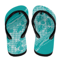 Hawaii Breadfruit Palaka Flip Flops Polu Opal Maile Lei - Polynesian Pride