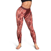 Hawaii Breadfruit Palaka Leggings Ulaula Maile Lei - Polynesian Pride