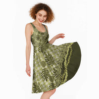 Hawaii Breadfruit Palaka Midi Dress Omaomao Maile Lei - Polynesian Pride