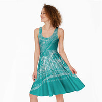 Hawaii Breadfruit Palaka Midi Dress Polu Opal Maile Lei - Polynesian Pride