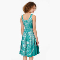 Hawaii Breadfruit Palaka Midi Dress Polu Opal Maile Lei - Polynesian Pride