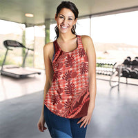 Hawaii Breadfruit Palaka Women Racerback Tank Ulaula Maile Lei - Polynesian Pride