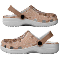 Hawaii Brown Hibiscus Pikake Lei Clogs Shoes - Polynesian Pride