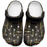 Hawaii Brown Plumeria Lei Black Clogs Shoes Frangipani Floral Heritage Art