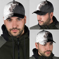 Hawaii Grayscale Hibiscus Flowers Classic Cap Polynesian Pattern Half Black White Version LT03