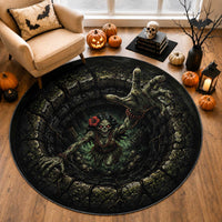 Hawaii Halloween Round Carpet Spooky Tropical Hula Zombie