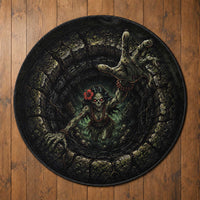 Hawaii Halloween Round Carpet Spooky Tropical Hula Zombie