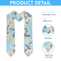 Hawaii Hibiscus Plumeria Blue Graduation Stole Polynesian Pattern LT01 - Polynesian Pride
