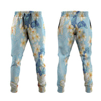 Hawaii Hibiscus Plumeria Blue Jogger Pants Polynesian Pattern LT01 Blue - Polynesian Pride
