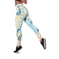 Hawaii Hibiscus Plumeria Blue Leggings Polynesian Pattern LT01 Blue - Polynesian Pride