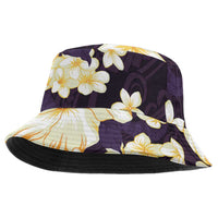 Hawaii Hibiscus Plumeria Purple Bucket Hat Polynesian Pattern