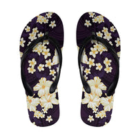 Hawaii Hibiscus Plumeria Purple Flip Flops Polynesian Pattern