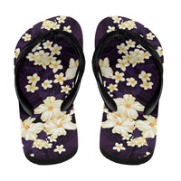 Hawaii Hibiscus Plumeria Purple Flip Flops Polynesian Pattern