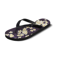 Hawaii Hibiscus Plumeria Purple Flip Flops Polynesian Pattern