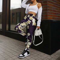 Hawaii Hibiscus Plumeria Purple Jogger Pants Polynesian Pattern LT01 - Polynesian Pride