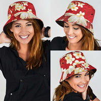 Hawaii Hibiscus Plumeria Red Bucket Hat Polynesian Pattern LT01 - Polynesian Pride