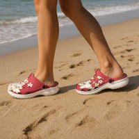 Hawaii Hibiscus Plumeria Red Clogs Shoes Polynesian Pattern LT01 - Polynesian Pride