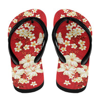Hawaii Hibiscus Plumeria Red Flip Flops Polynesian Pattern LT01 - Polynesian Pride
