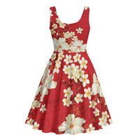 Hawaii Hibiscus Plumeria Red Midi Dress Polynesian Pattern