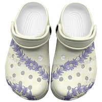 Hawaii Honohono Palaka Motifs Clogs Shoes Hawaiian Orchid Lei LT14 Cream - Polynesian Pride