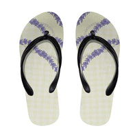 Hawaii Honohono Palaka Motifs Flip Flops Hawaiian Orchid Lei LT14 Cream - Polynesian Pride