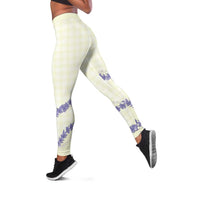 Hawaii Honohono Palaka Motifs Leggings Hawaiian Orchid Lei LT14 Cream - Polynesian Pride