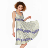 Hawaii Honohono Palaka Motifs Midi Dress Hawaiian Orchid Lei LT14 - Polynesian Pride