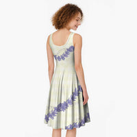 Hawaii Honohono Palaka Motifs Midi Dress Hawaiian Orchid Lei LT14 - Polynesian Pride