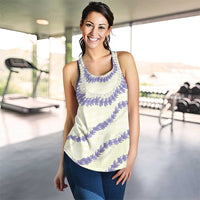 Hawaii Honohono Palaka Motifs Women Racerback Tank Hawaiian Orchid Lei LT14 - Polynesian Pride