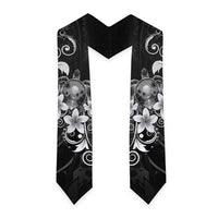 Hawaii Honu Graduation Stole Polynesian Curves Plumeria Grayscale