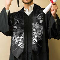 Hawaii Honu Graduation Stole Polynesian Curves Plumeria Grayscale