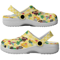 Hawaii Hula Girl Tropical Clogs Shoes Yellow Palaka