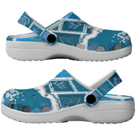 Hawaii Japanese Culture Blue Clogs Shoes Spring Cranes Aloha Pattern