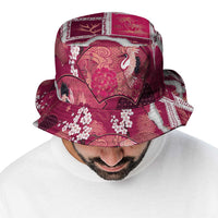 Hawaii Japanese Culture Pink Bucket Hat Spring Cranes Aloha Pattern