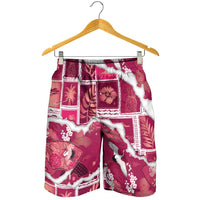 Hawaii Japanese Culture Pink Shorts for Men Spring Cranes Aloha Pattern