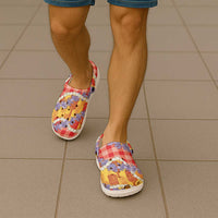 Hawaii Kahili Palaka Motifs Clogs Shoes Hawaiian Honohono Pikake Lei LT14 - Polynesian Pride