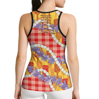 Hawaii Kahili Palaka Motifs Hollow Tank Top Hawaiian Honohono Pikake Lei LT14 - Polynesian Pride