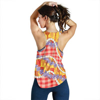 Hawaii Kahili Palaka Motifs Women Racerback Tank Hawaiian Honohono Pikake Lei LT14 - Polynesian Pride